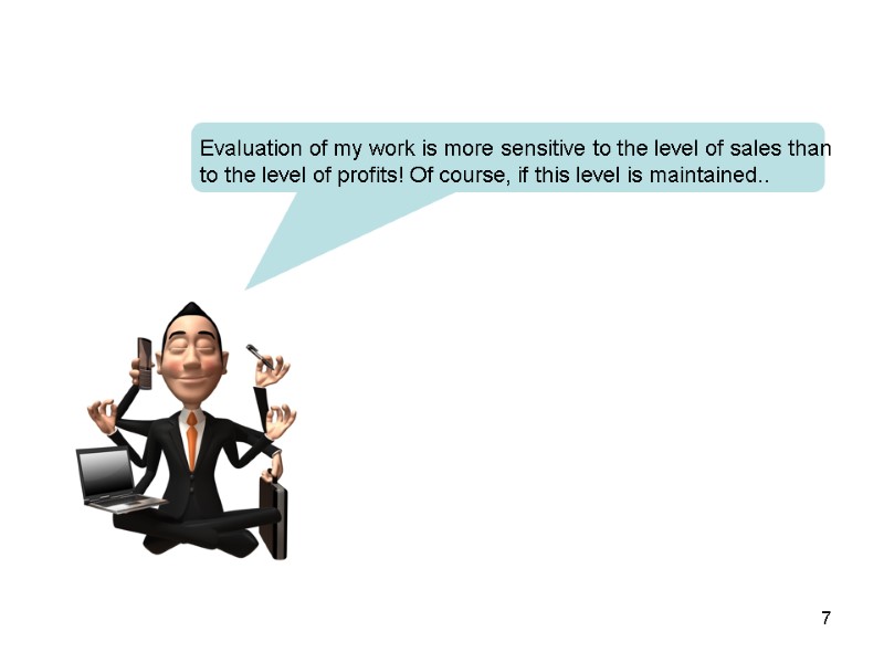 Evaluation of my work is more sensitive to the level of sales than to